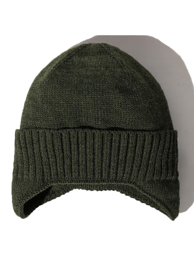 Solid Pattern Warm Knitted Beanie Dark Green - Image 1