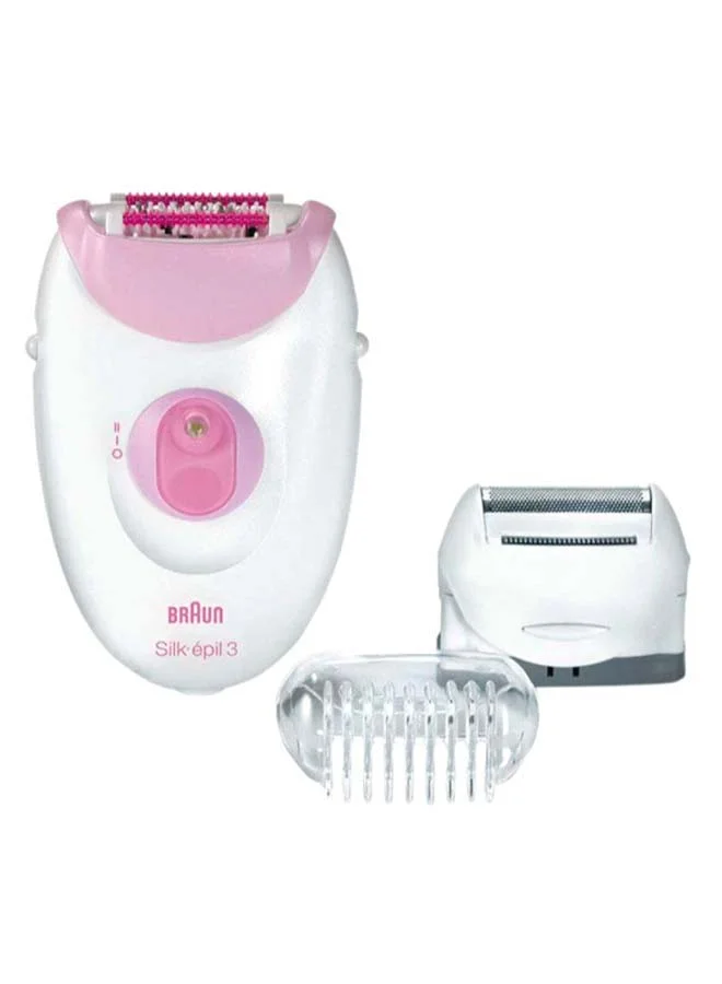 BRAUN Silk-Epil 3 Epilator With Accessories Set Pink/White/Clear