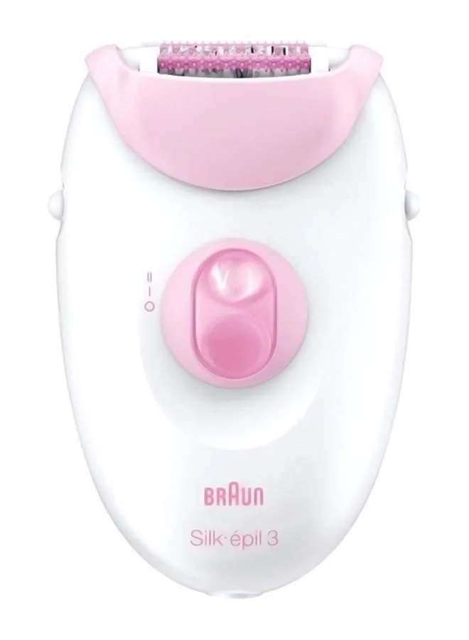 BRAUN Silk-Epil 3 Epilator With Accessories Set Pink/White/Clear