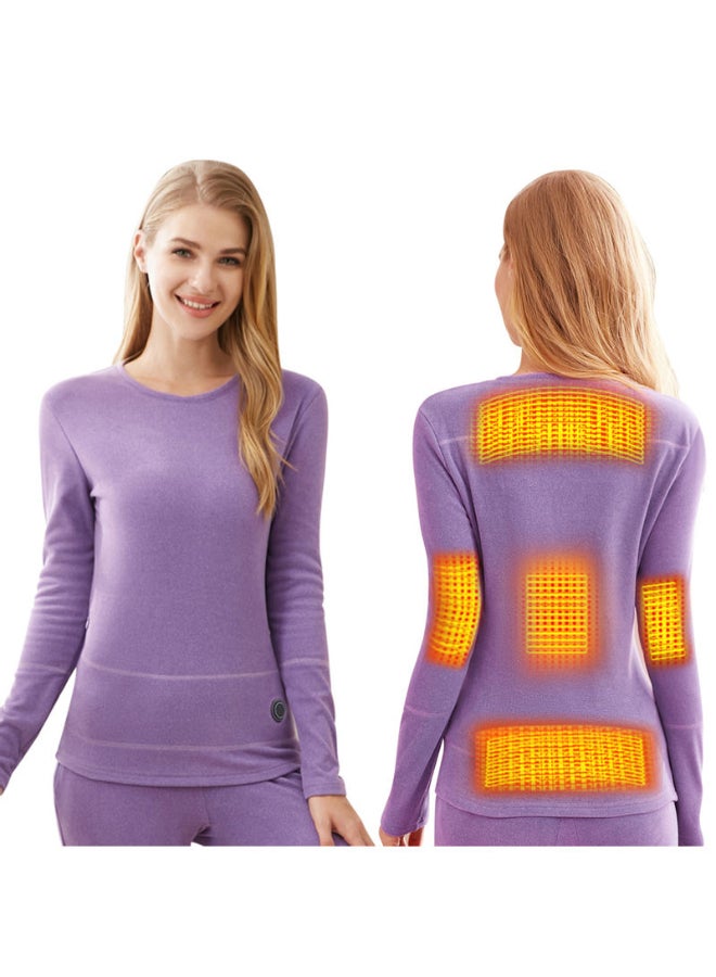 Solid Pattern Sports Wear T-Shirt And Pant Set Purple  - Image 1