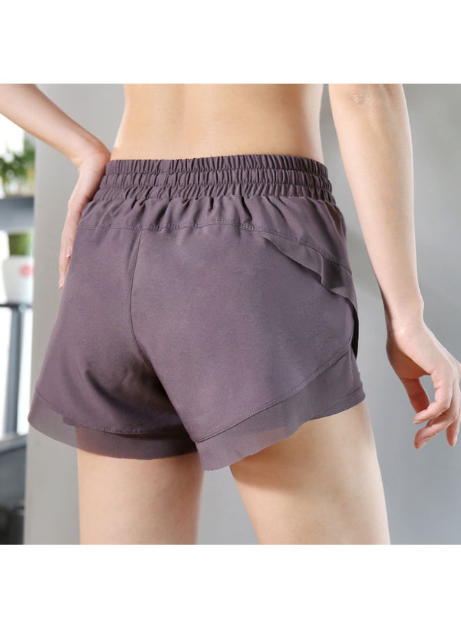 Generic - Solid Pattern Sports Wear High-Rise Shorts Purple - Image 1