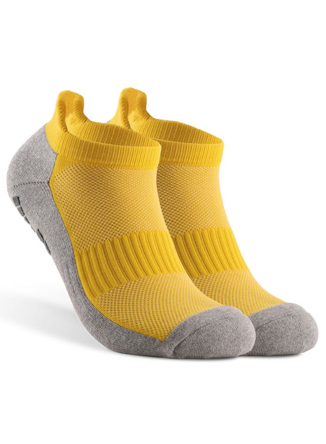 Pair Of 3 Colourblock Pattern Ankle Length Sports Socks Yellow/Grey  - Image 1