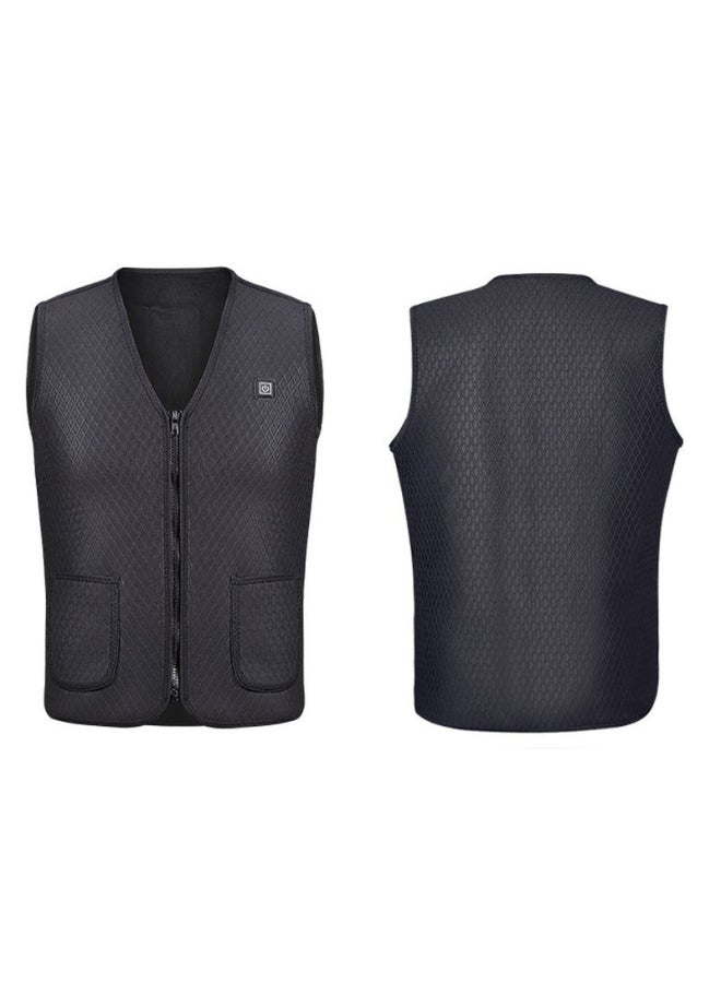 Solid Pattern V-Neck Vest Black  - Image 2