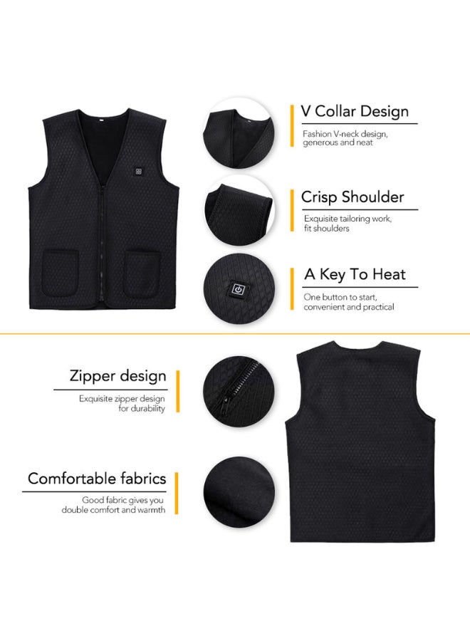 Solid Pattern V-Neck Vest Black  - Image 5