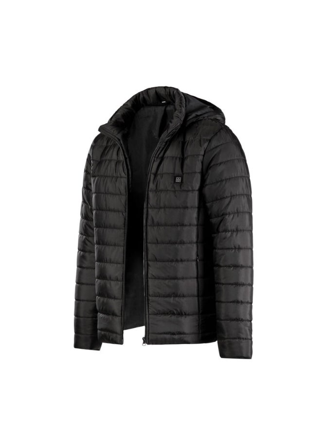 Solid Pattern Hooded Neck Puffer Jacket Black  - Image 2