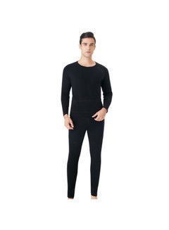 Generic Solid Pattern Sports Wear T-Shirt And Pant Set Black  - Image 1