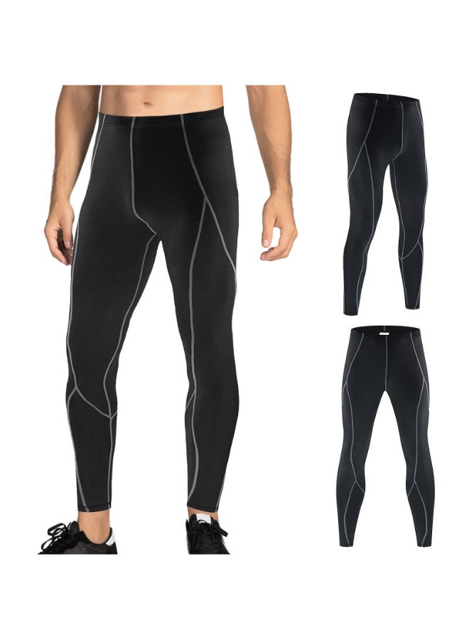 Solid Pattern Mid-Rise Sweatpants Black  - Image 2