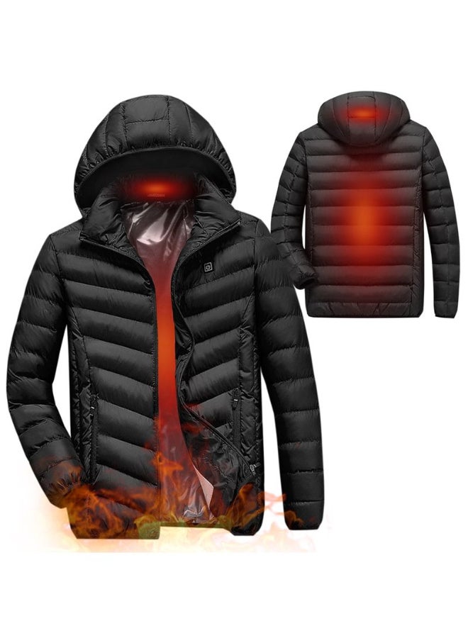 Solid Pattern Hooded Neck Puffer Jacket Black  - Image 2