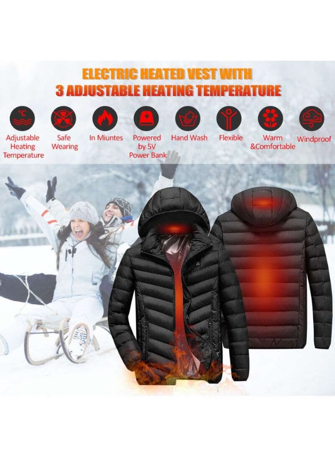 Solid Pattern Hooded Neck Puffer Jacket Black  - Image 5
