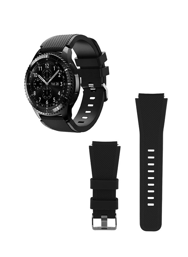 INEIX Textured Silicone Replacement Strap For Samsung Gear S3 Black  - Image 2