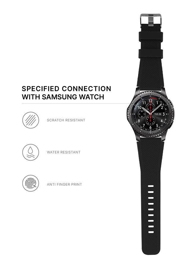 INEIX Textured Silicone Replacement Strap For Samsung Gear S3 Black  - Image 4