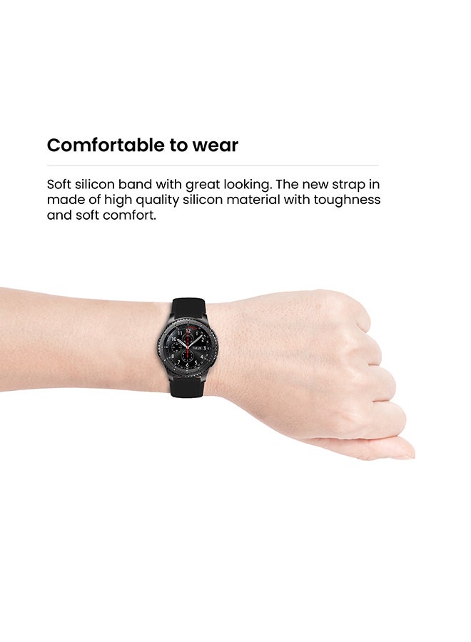 INEIX Textured Silicone Replacement Strap For Samsung Gear S3 Black  - Image 5