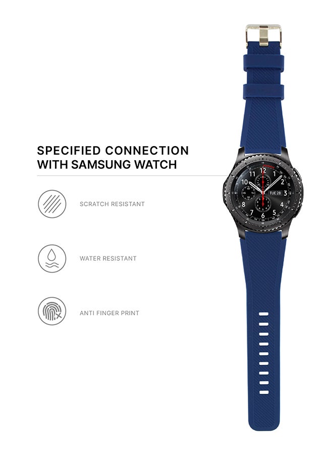 INEIX Textured Silicone Replacement Strap For Samsung Gear S3 Dark Blue - Image 4