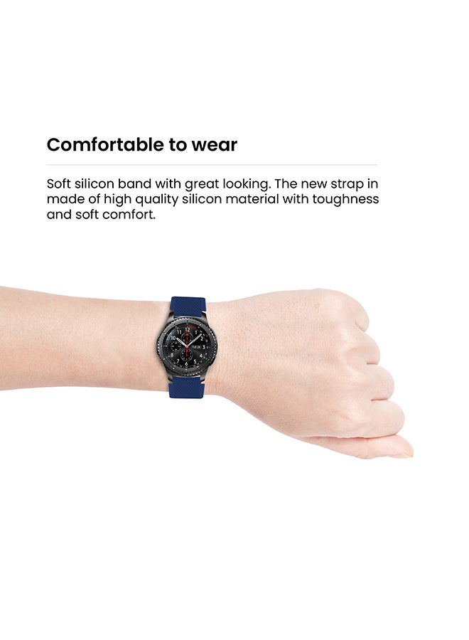 INEIX Textured Silicone Replacement Strap For Samsung Gear S3 Dark Blue - Image 5