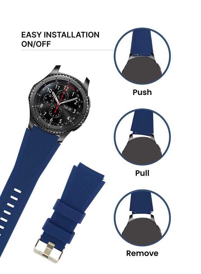 INEIX Textured Silicone Replacement Strap For Samsung Gear S3 Dark Blue - Image 3