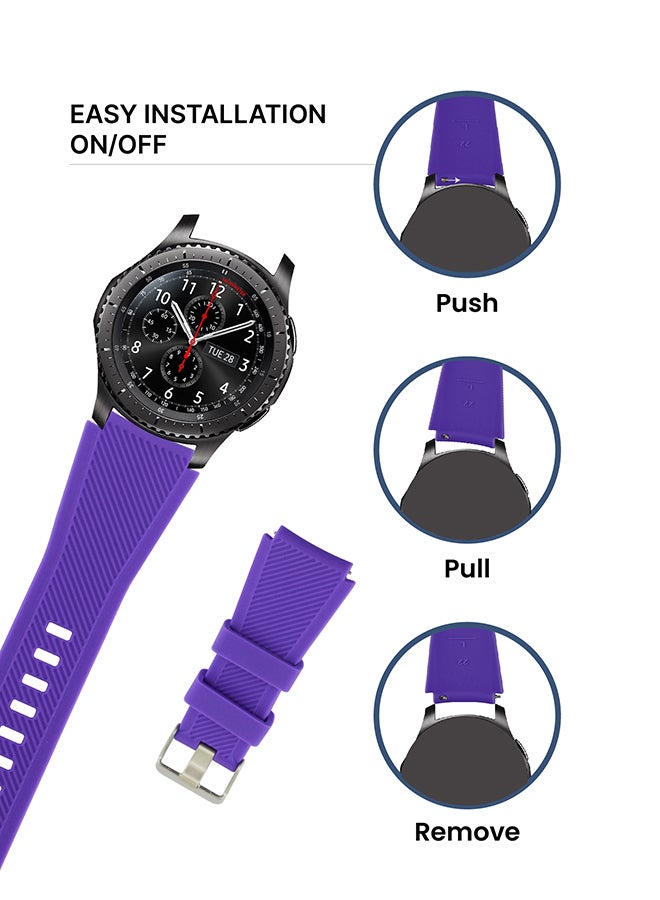 INEIX Textured Silicone Replacement Strap For Samsung Gear S3 Purple  - Image 3
