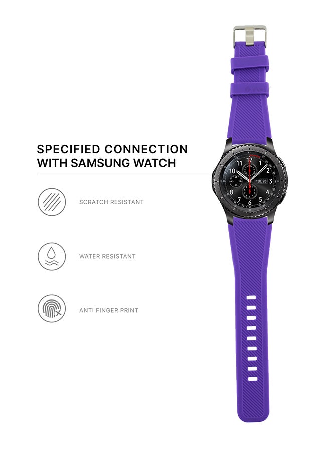 INEIX Textured Silicone Replacement Strap For Samsung Gear S3 Purple  - Image 4
