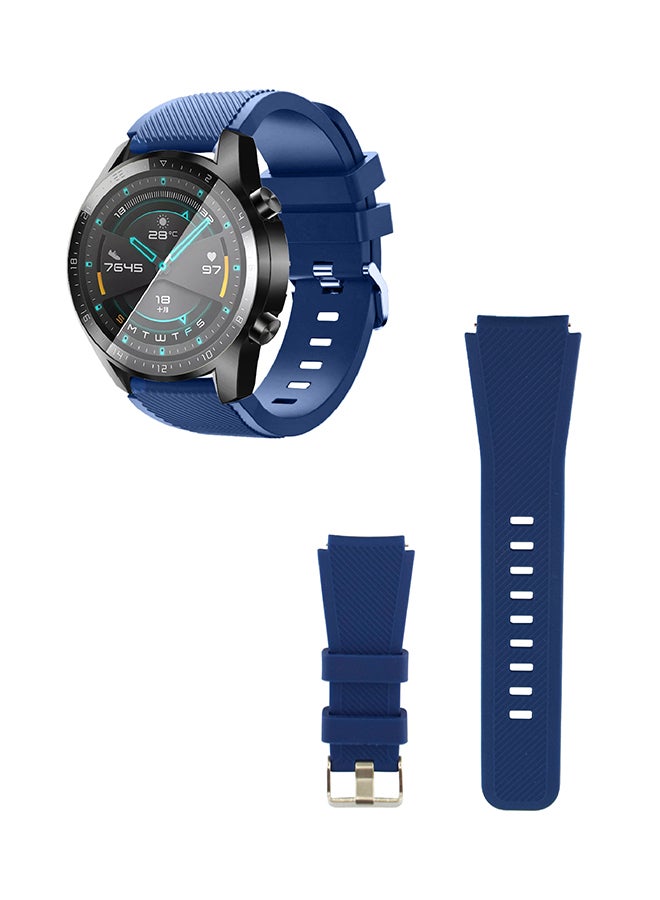 INEIX - Textured Silicone Replacement Strap For Huawei Watch GT2 Dark Blue - Image 1