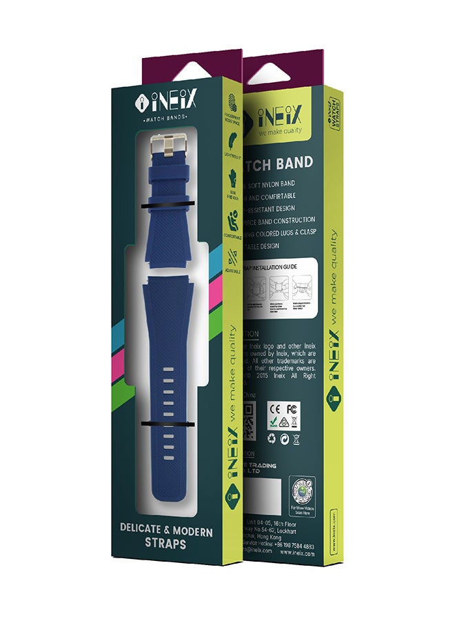 INEIX - Textured Silicone Replacement Strap For Huawei Watch GT2 Dark Blue - Image 1