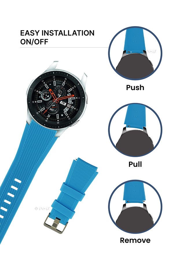 INEIX Textured Silicone Replacement Strap For Samsung Galaxy Watch Cyan  - Image 3