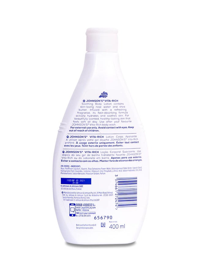 Johnson's Vita-Rich Soothing Body Lotion With Rose Water White 400ml - Image 2