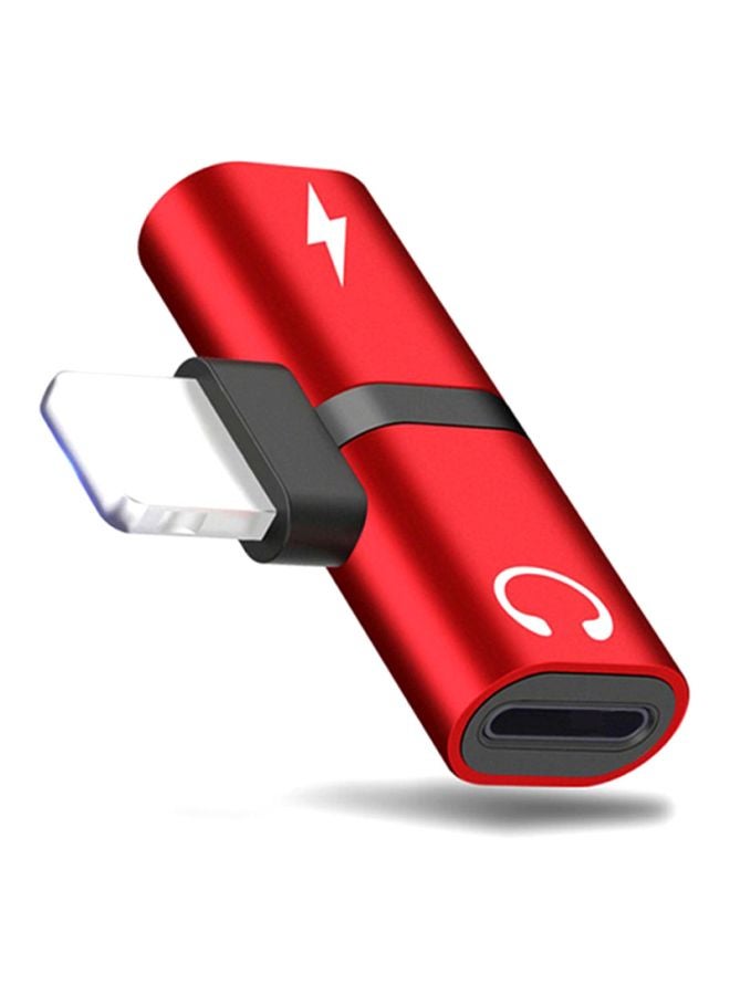 2-In-1 USB Audio And Charging Adapter Red/Black