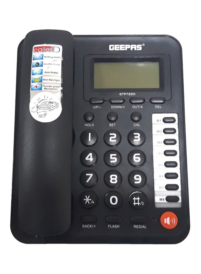 GEEPAS Executive Telephone With Caller ID Black 