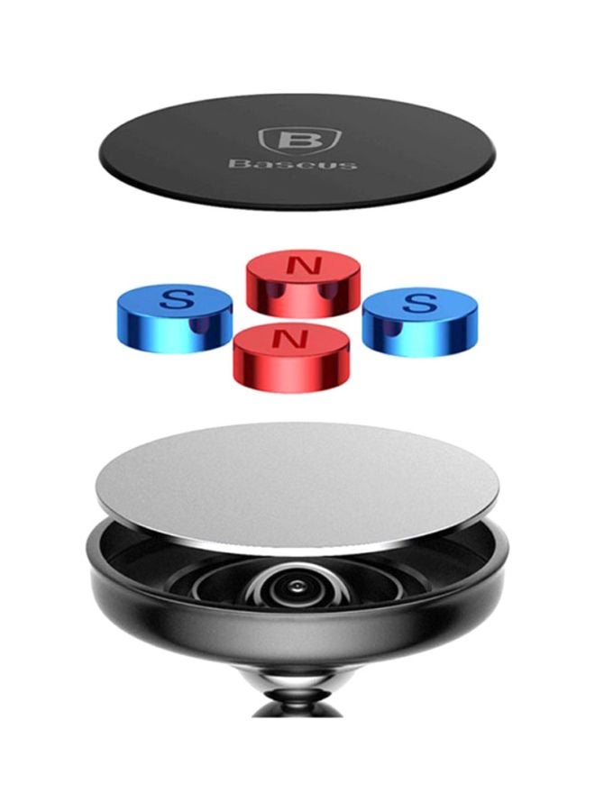 Baseus - 360-Degree Rotary Phone Holder Strong Magnetic Dashboard Car Mount for iPhone, Samsung, Huawei Other Smartphones with The Flat Back Black - Image 1
