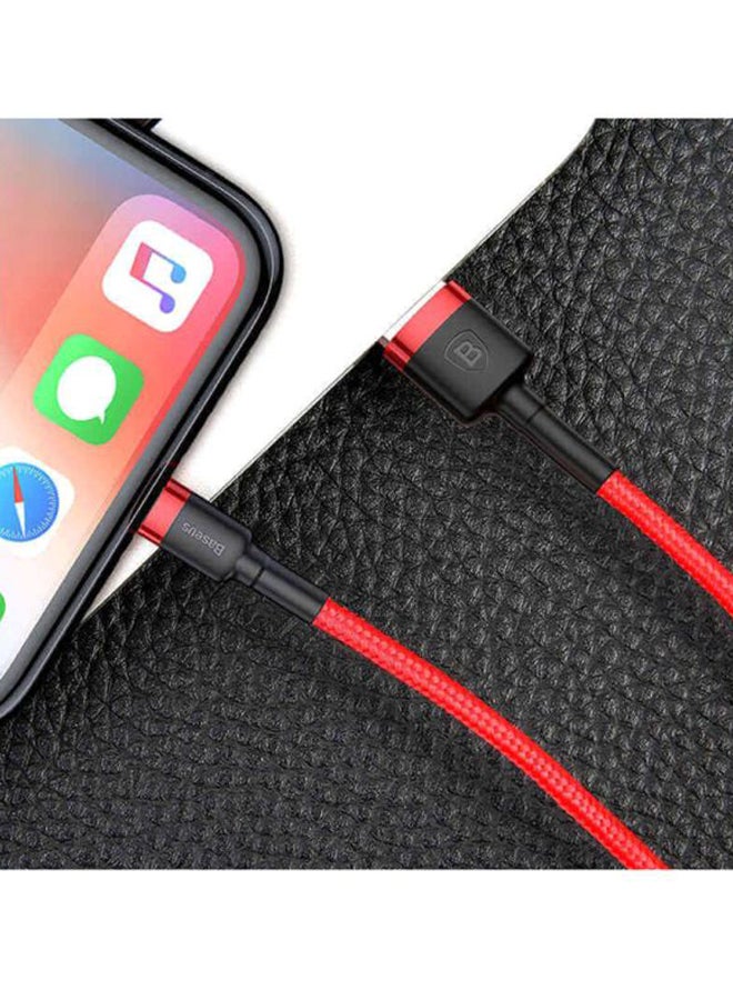 بيسوس كابل USB كافيول لأجهزة آيفون لمزامنة البيانات والشحن بتيار 2.4 أمبير أحمر وأسود - Image 4