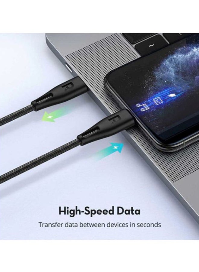 RAVPOWER Type-C To Lightning Data Sync Charging Cable Black - Image 3