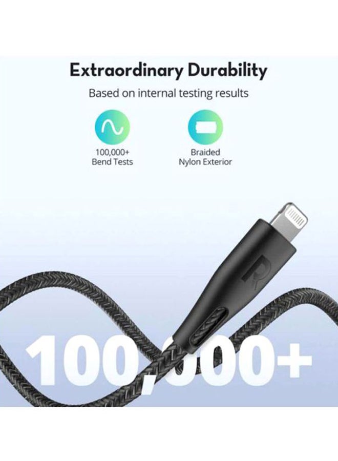RAVPOWER Type-C To Lightning Data Sync Charging Cable Black - Image 5