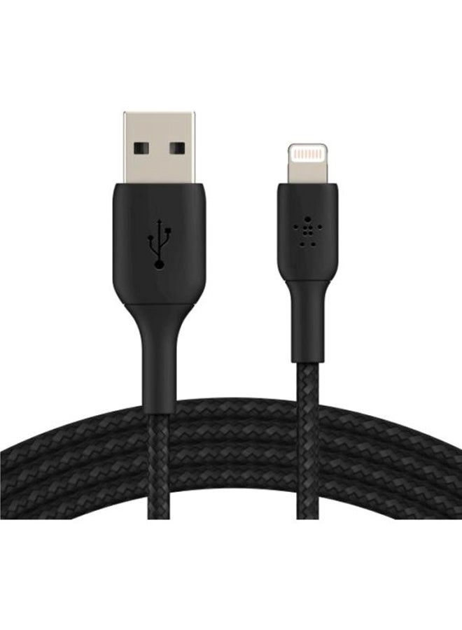 belkin - Braided iPhone Charging Cable, USB A To Lightning Cable (Boost Charge To USB For iPhone, iPad, Airpods) MFI-Certified Apple Cable, (3 M) Black - Image 1