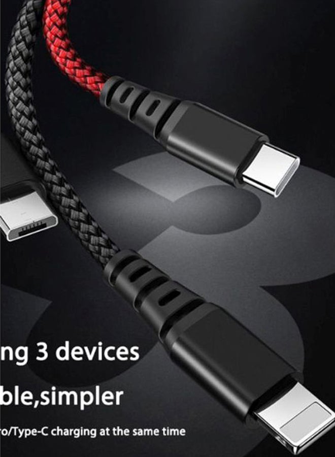 بيوينتي كابل شحن ومزامنة بيانات 3 في 1 أسود / أحمر / أزرق - Image 2