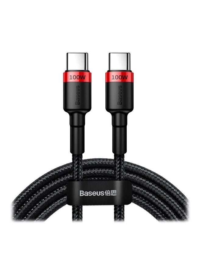 بيسوس - كابل USB Type-C إلى USB Type-C PD 2.0 من كافولي أسود/ فضي/ أحمر - Image 1