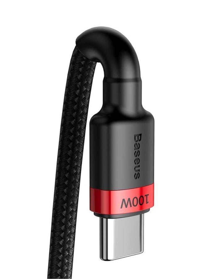 بيسوس - كابل USB Type-C إلى USB Type-C PD 2.0 من كافولي أسود/ فضي/ أحمر - Image 1