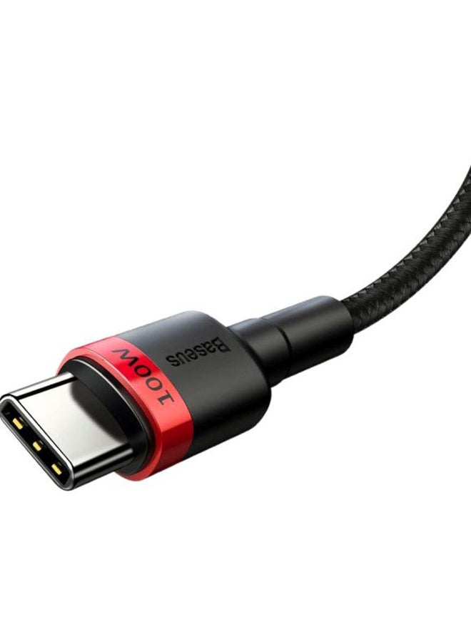 بيسوس - كابل USB Type-C إلى USB Type-C PD 2.0 من كافولي أسود/ فضي/ أحمر - Image 1