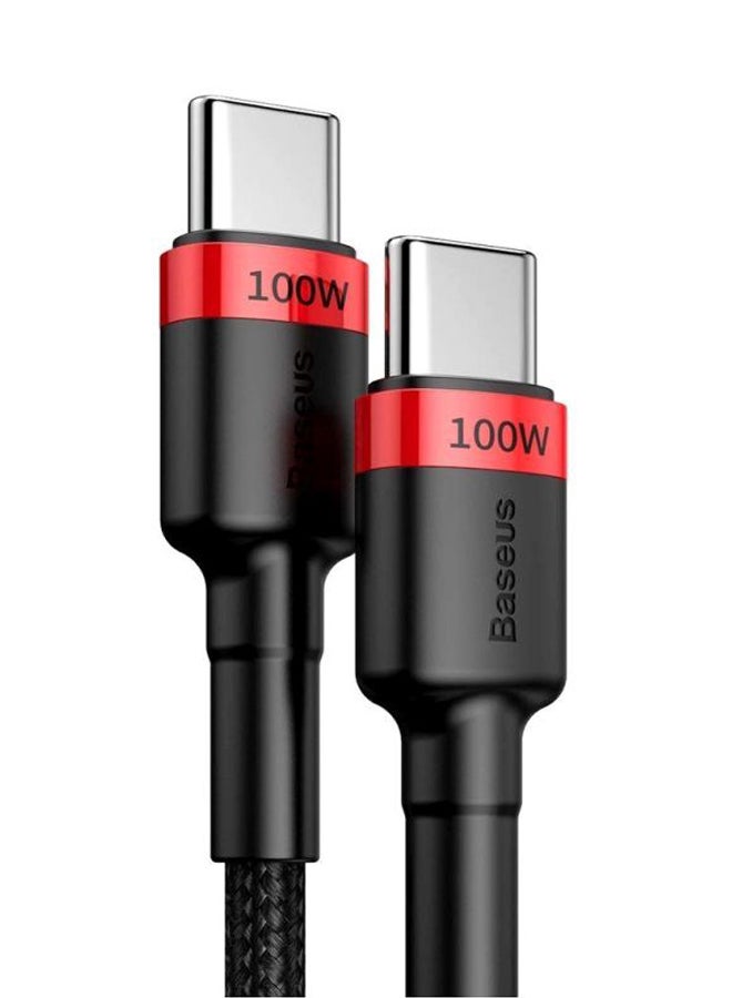 بيسوس - كابل USB Type-C إلى USB Type-C PD 2.0 من كافولي أسود/ فضي/ أحمر - Image 1