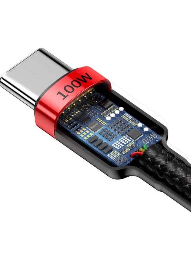 بيسوس - كابل USB Type-C إلى USB Type-C PD 2.0 من كافولي أسود/ فضي/ أحمر - Image 1