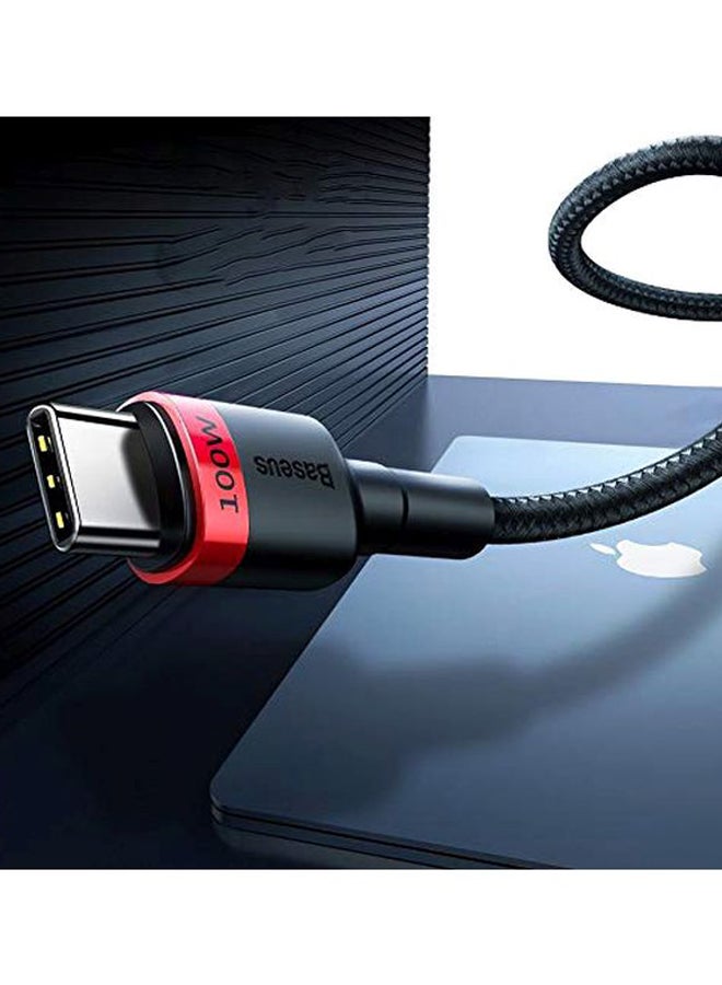 بيسوس - كابل USB Type-C إلى USB Type-C PD 2.0 من كافولي أسود/ فضي/ أحمر - Image 1