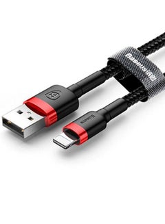 Baseus USB to Lightning Charging Cable Cafule Nylon Braided High-Density Quick Charge Compatible for iPhone 13 12 11 Pro Max Mini XS X 8 7 6 5 SE iPad (1 Meter, 2.4 A) Black/Red  - Image 3