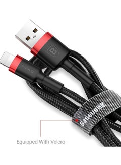 Baseus USB to Lightning Charging Cable Cafule Nylon Braided High-Density Quick Charge Compatible for iPhone 13 12 11 Pro Max Mini XS X 8 7 6 5 SE iPad (1 Meter, 2.4 A) Black/Red  - Image 4