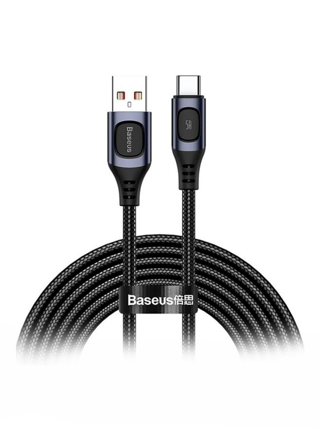 Baseus USB A to Type C 5A Fast Charging Cable Flash Series Zinc Alloy Data Cable Premium Nylon Braided USB Cable Compatible for Samsung Galaxy, Nintendo Switch, Huawei Mate Book X Pro iPad mini 6 etc. 2Meter Black - Image 1