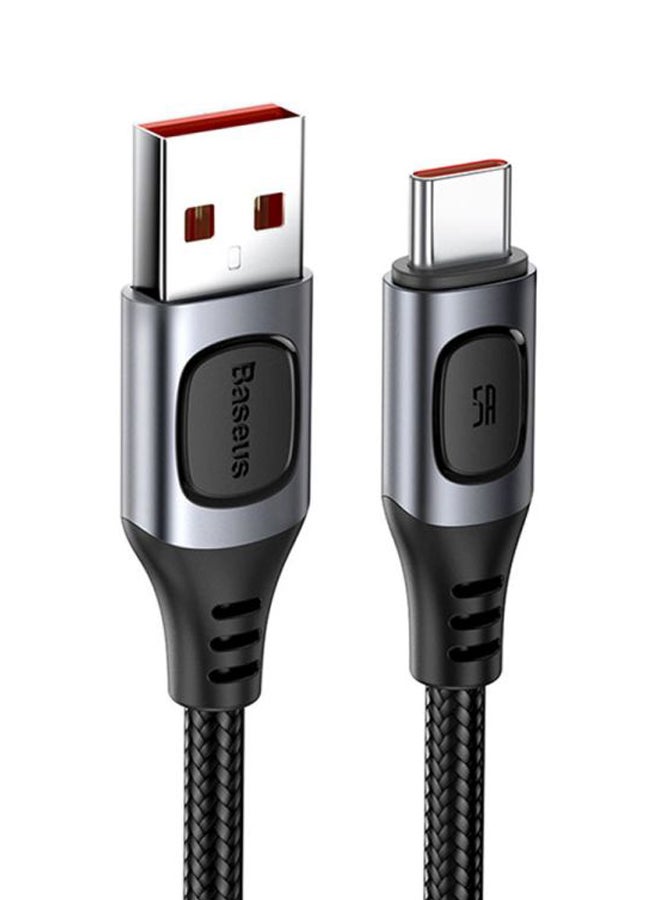 Baseus USB A to Type C 5A Fast Charging Cable Flash Series Zinc Alloy Data Cable Premium Nylon Braided USB Cable Compatible for Samsung Galaxy, Nintendo Switch, Huawei Mate Book X Pro iPad mini 6 etc. 2Meter Black - Image 4