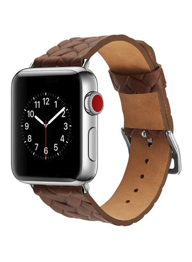 Voberry Replacement Band For Apple Watch Series 1/2/3 42mm Brown/Silver - Image 2