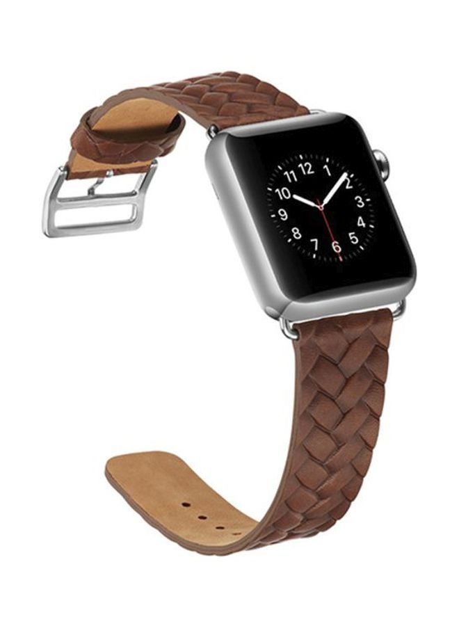 Voberry Replacement Band For Apple Watch Series 1/2/3 42mm Brown/Silver - Image 4