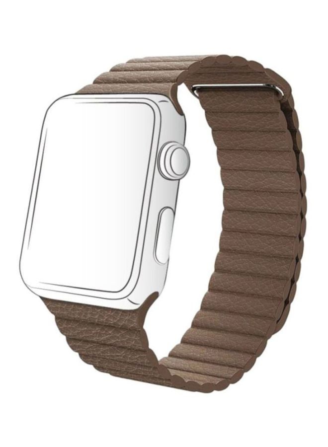 MARGOUN Replacement Band For Apple Watch 42/44mm Dark Brown - Image 1