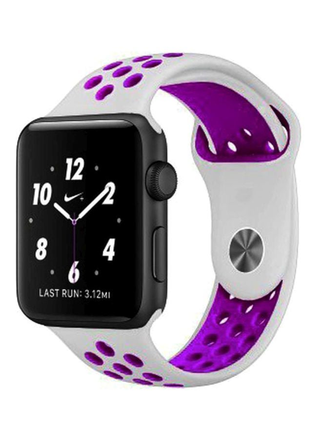 MARGOUN - Apple Watch 42mm/44mm/45mm Nike Design Silicone Band White/Purple - Image 1