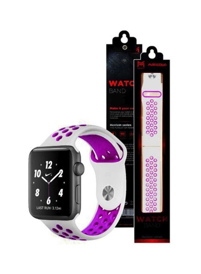 MARGOUN - Apple Watch 42mm/44mm/45mm Nike Design Silicone Band White/Purple - Image 1
