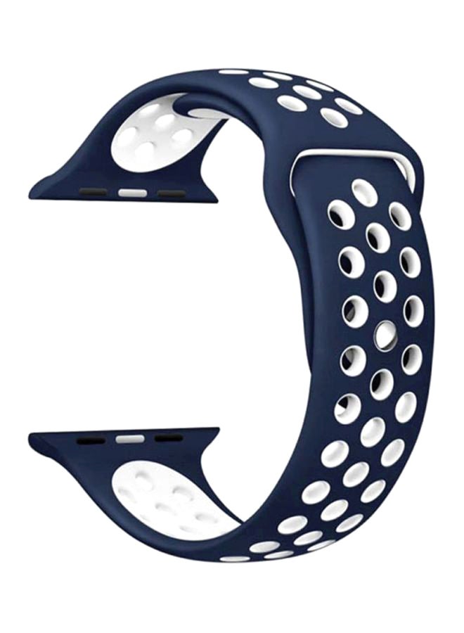 MARGOUN - Replacement Band For Apple Watch Series 1/Series 2/Sport Edition Navy Blue/White - Image 1