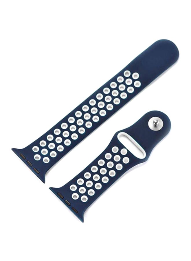 MARGOUN - Replacement Band For Apple Watch Series 1/Series 2/Sport Edition Navy Blue/White - Image 1